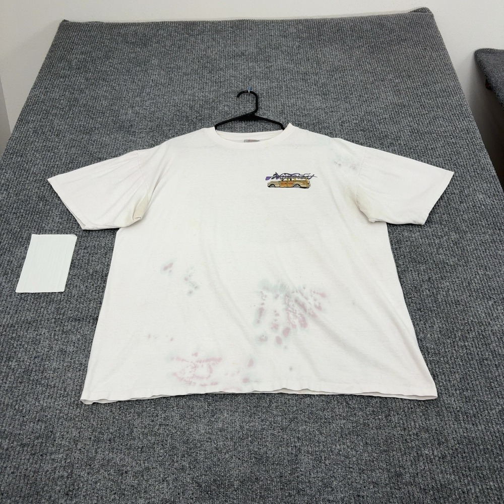Vintage Wavecrest Oneita T Shirt Men XL White Cotton Graphic Woodie Car Surf 90s